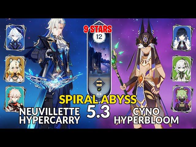 New 5.3 Spiral Abyss | Neuvillette Hypercarry Team and Cyno Hyperbloom | Genshin Impact Floor 12