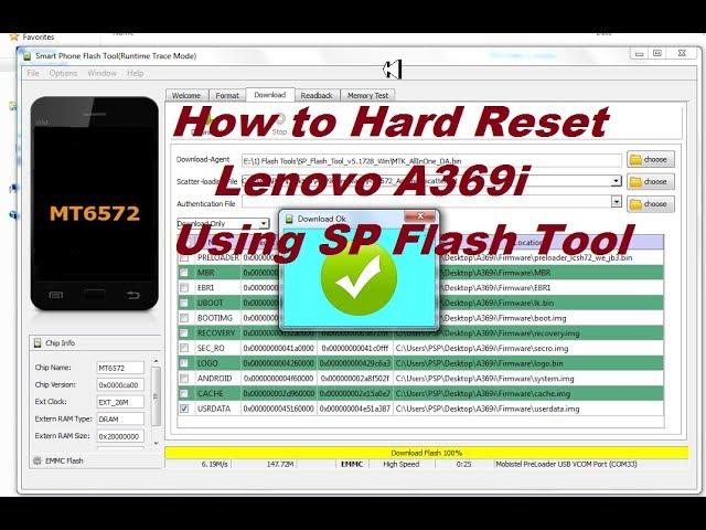 How to Hard Reset Lenovo A369i Using SP Flash Tool
