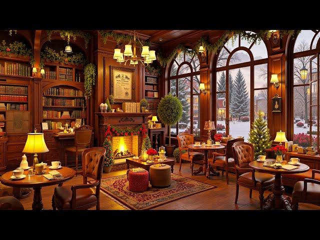 Snowy Winter Day Ambience by the Coffee Shop ~ Warm Jazz Instrumental Music for Relax, Study & Work