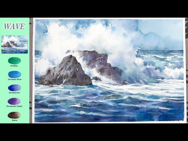 Without Sketch Landscape Watercolor - Wave (color mixing, Arches) NAMIL ART