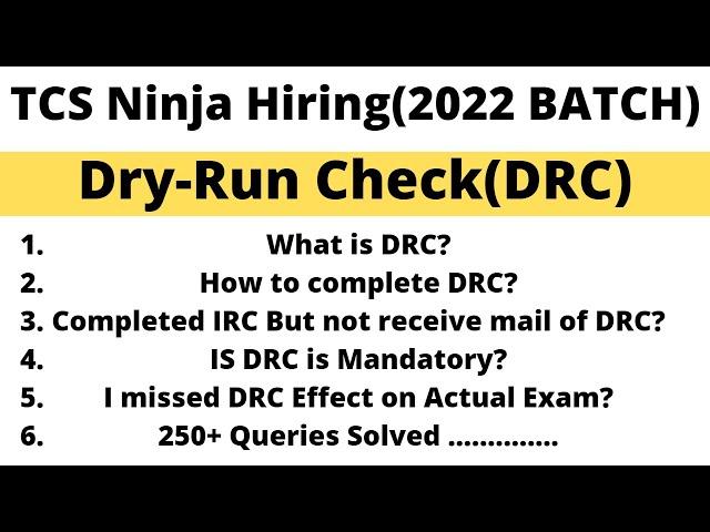 TCS Ninja Hiring 2022 Batch DRC Check Reminder | How to Complete DRC Check | TCS DRC Check