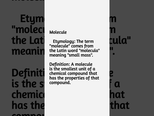 Molecule etymology and its definition #definition #meaning #physics