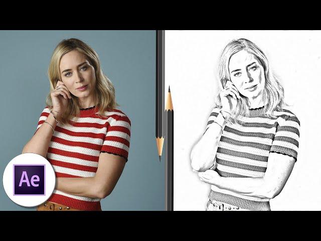 Pencil Sketch effect & block dissolve effect - After Effects Tutorial | Emily Blunt