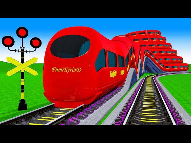 【踏切アニメ】複雑な電車 Trains Climbing Pynamid Fumikiri 3D Railroad Crossing Animation #1