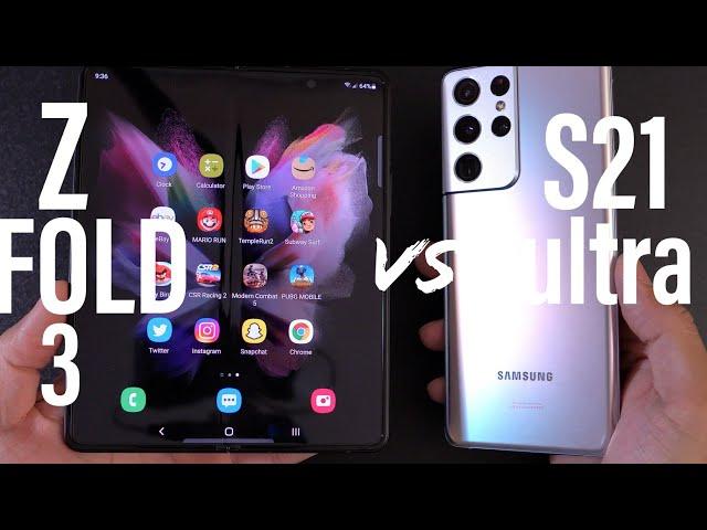 Samsung Galaxy Z Fold 3 vs S21 Ultra SPEED TEST!