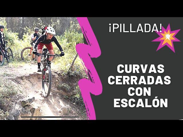 PILLADA en sendero! Curvas cerradas con escalón en bajada | Técnica de ciclismo montaña- MTB