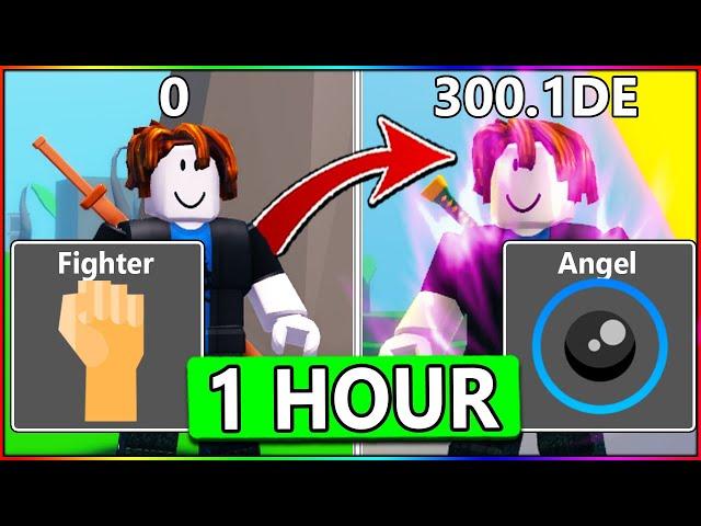 NOOB To ANGEL CLASS In 1 HOUR! Anime Fighting Simulator #1 Roblox