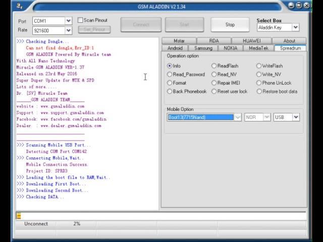 spreadtrum 7715 cpu format and pattern unlock with gsm aladin crack