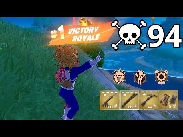 94 Elimination VEGETA SSJ Solo Vs Squads Zero Build Gameplay (NEW Fortnite Chapter 5 Season3)