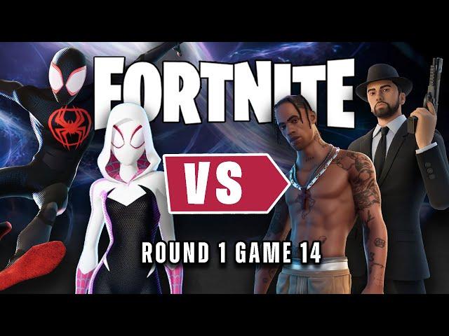 Travis Scott & Eminem vs Miles Morales & Gwen Stacy in Fortnite | Round 1 - Game 14