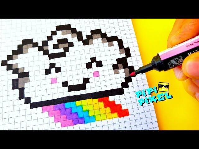 МИЛОЕ ОБЛАКО С РАДУГОЙ РИСУЕМ ПО КЛЕТОЧКАМ !CLOUD WITH RAINBOW KAWAII ! PIXEL ART