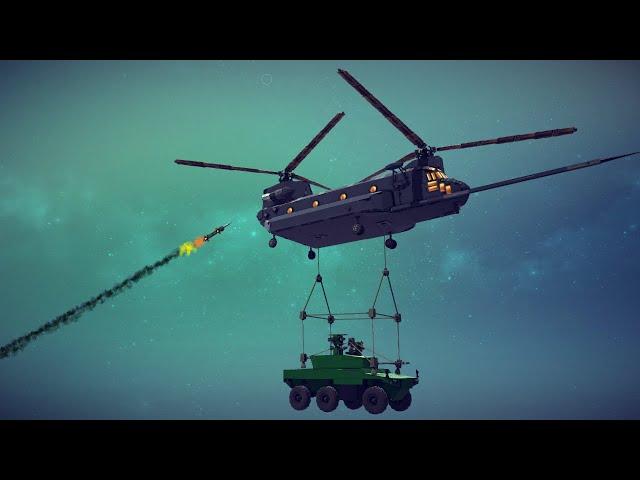 MH-47G Chinook with Cargo Shot Down by Kinetic Missiles + Other Awesome Destruction | Besiege