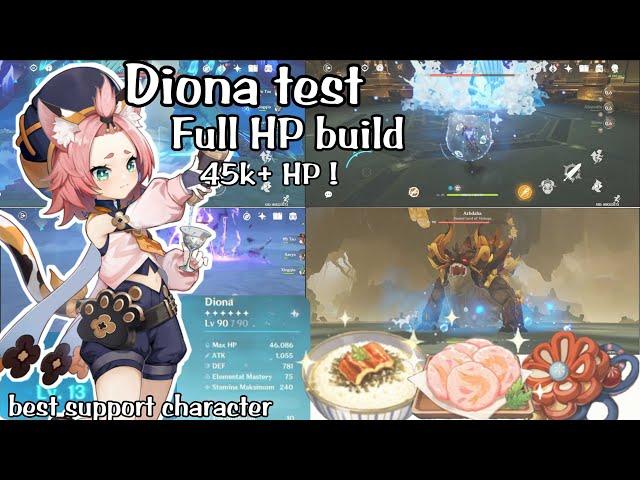 Diona test | full HP build !! || shield strength and healing test - Genshin impact