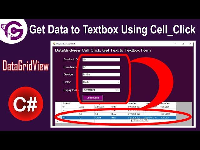 DataGridView CellClick Event | How to Get Selected Row Values From DataGridView Into TextBox in C#