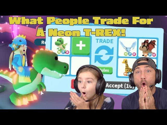 What People Trade For A NEON T-REX!! Roblox Adopt Me!!