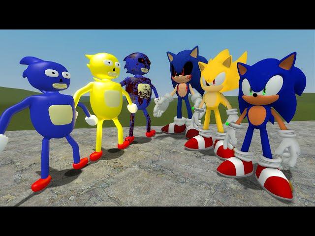 ALL SONIC, SUPER SONIC, SONIC.EXE vs ALL SANIC,SUPER SANIC, SANIC.EXE 3D in Garry's Mod!