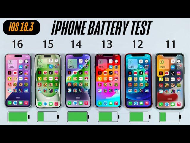 iPhone 16 vs 15 vs 14 vs 13 vs 12 vs 11 Battery Test | iOS 18.3 BATTERY TEST