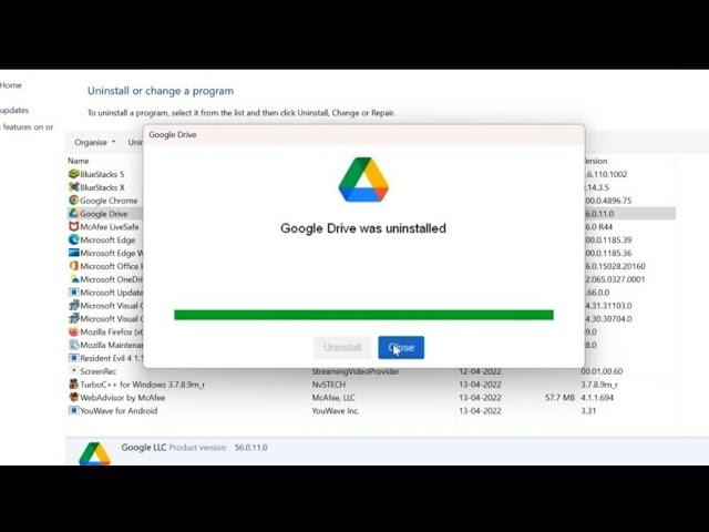 How to uninstall google drive in windows 11