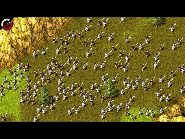 MEDIEVAL BATTLE! 7 Players Skirmish Match | KaM Remake | Knights and Merchants Gameplay