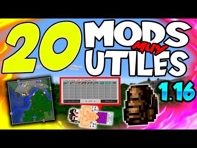 TOP 20 MODS MUY ÚTILES que DEBERIAS TENER para MINECRAFT 1.16.4,1.16.3,1.15.2,1.12.2|Imprescindibles