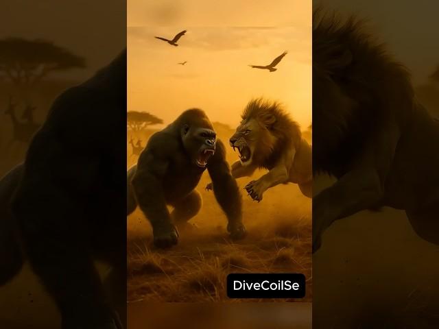 Gorilla Fights Back Against Ferocious Lion Ambush!