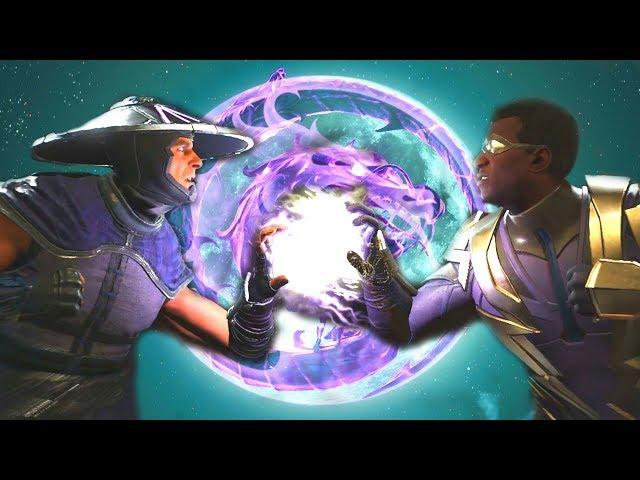 Injustice 2 - Raiden Vs Black Lightning All Intro Dialogue/All Clash Quotes, Super Moves