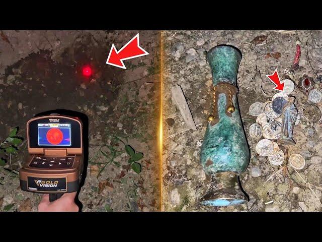 We Found Treasure At Night With Gold Vision Metal Detector! Big Treasure Hunting!