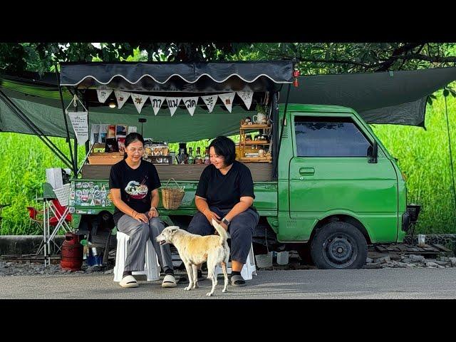 Cafe Vlog Mini Coffee Shop Truck Bar Young Girl Barista Work Hard Dream Mobile Small Business Relax