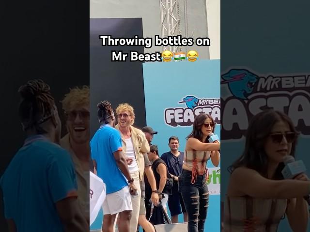 Throwing Bottles on Mr Beast #mrbeast #ishowspeed #ksi #loganpaul #mumbai #shorts