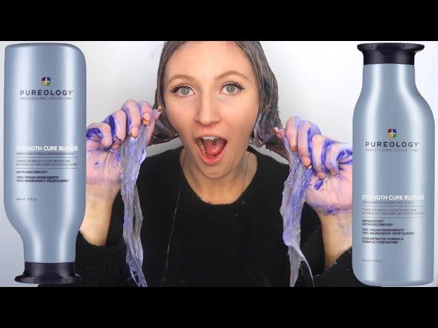 PUREOLOGY STRENGTH CURE BEST BLONDE PURPLE TONING SHAMPOO & CONDITIONER REVIEW