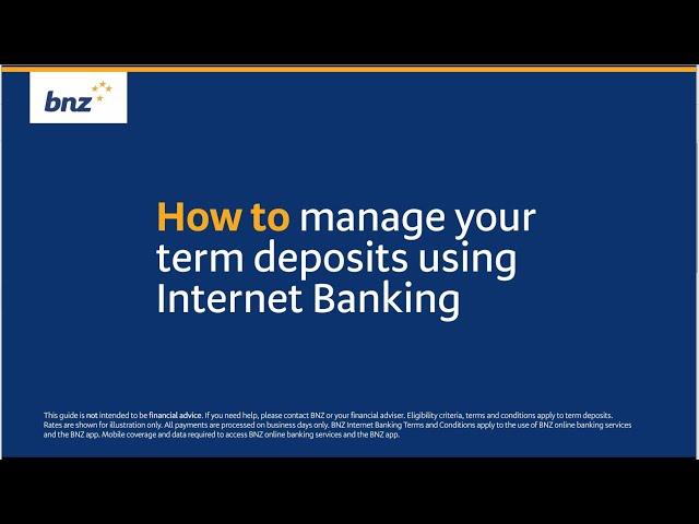 How to manage your term deposits with Internet Banking