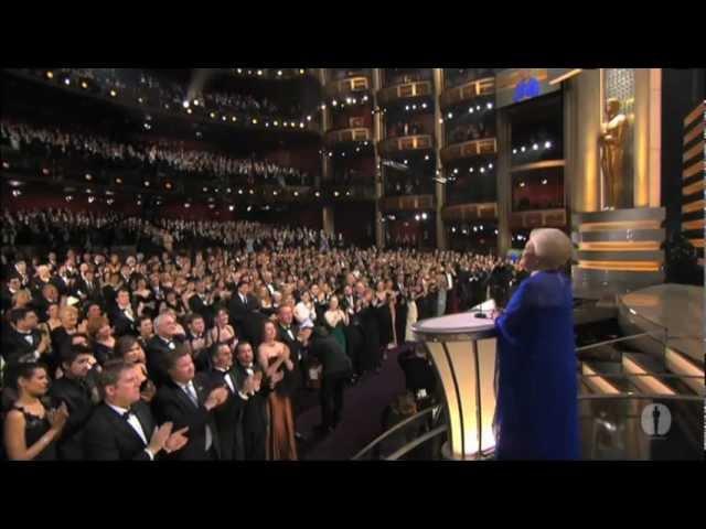 Olivia de Havilland presenting the 75th Past Oscar Winner Reunion