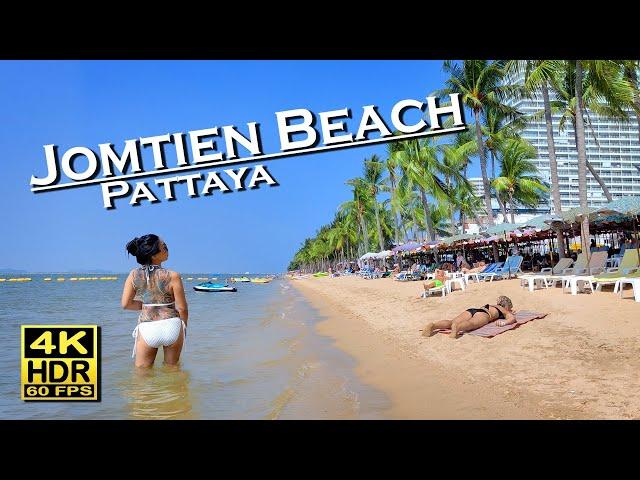 Pattaya Jomtien Beach Walk Chon Buri  4K 60fps HDR  Dolby Atmos  Walking Tour  Thailand 