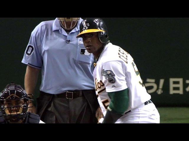 SEA@OAK: Cespedes goes 1-for-3 in MLB debut with A's