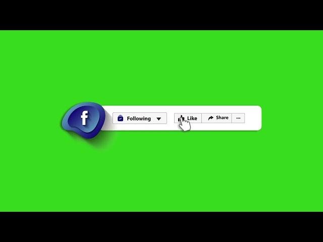 Facebook follow, like and share button green screen with sound    No Copyright