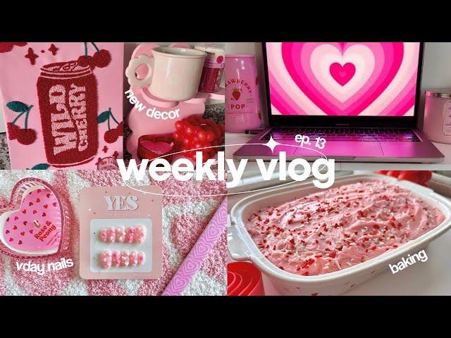 weekly vlog  valentines day decor, study vlog, cute nails, trying japanese snacks