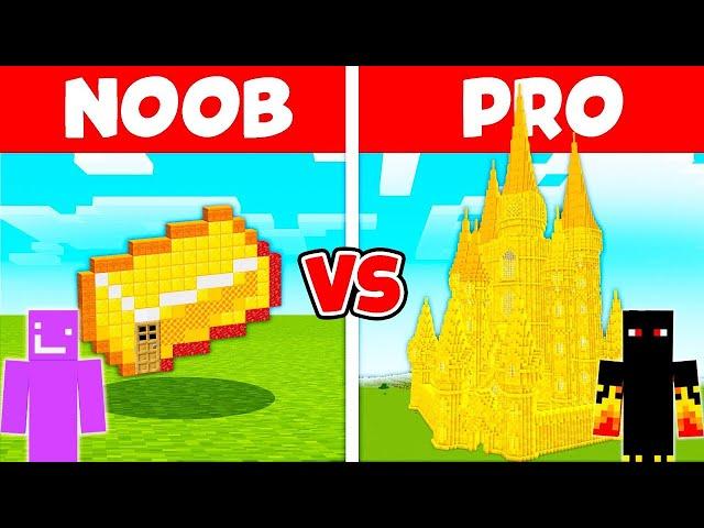 NOOB vs PRO: GOLDEN CASTLE HOUSE Build Challenge in Minecraft!