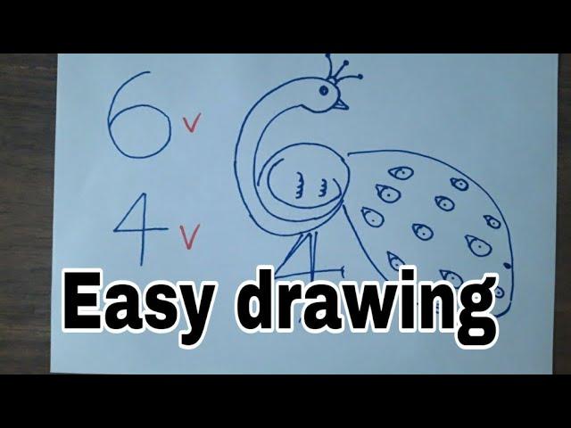 Easy Way To Draw A Cute Bird | Very Simple Way To Draw A Peacock | Peacock Drawing Tutorial