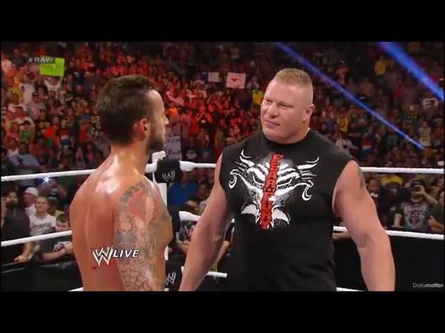 [HD] Brock Lesnar attacks CM Punk - RAW 17/6/13