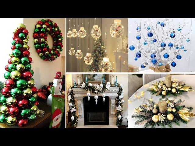 100+ CHRISTMAS HOME DECOR IDEAS 2024 2025 - CHRISTMAS DECORATIONS USING BAUBLES - CHRISTMAS TRENDS