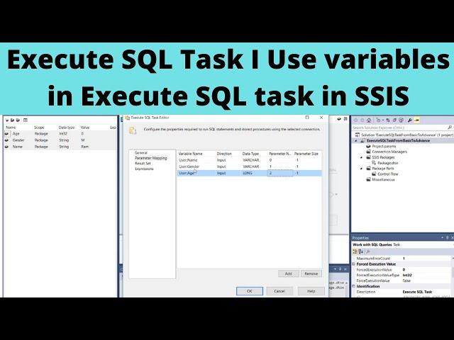 15 Execute SQL Task in SSIS | Use variables in Execute SQL task in SSIS