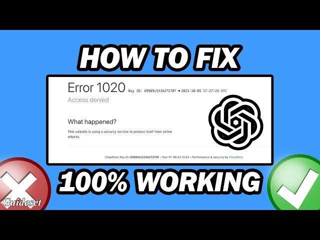 Fix Chatgpt Access Denied Error Code 1020 | How to Fix Chatgpt Error Code 1020