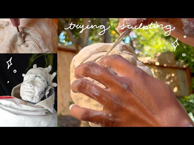 sculpting a face with no experience :0  || relax and create with me!