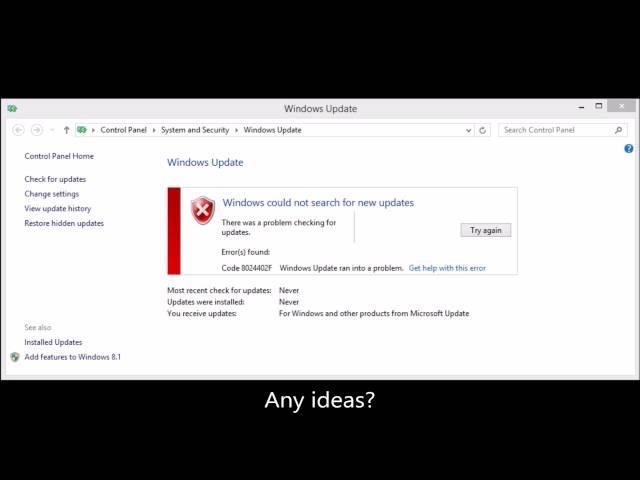 Windows 8.1 Windows Update Error Code 8024402F Help
