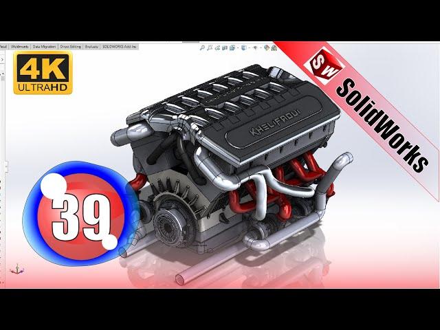 Solidworks tutorial  V12 engine  Ep 39 4K 