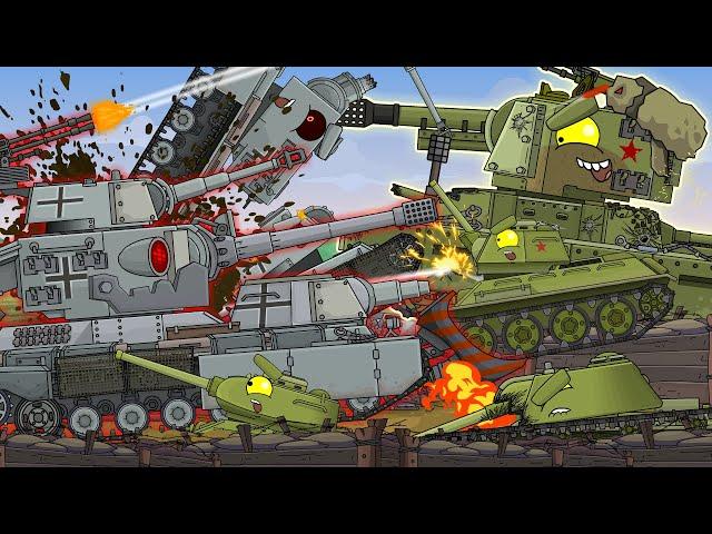 German fanatics vs the Soviet strongman. Cartoons about tanks