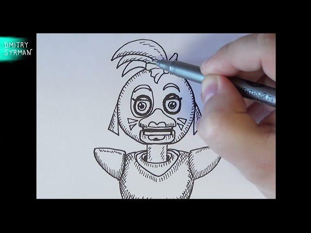 Как нарисовать Глэмрок Чику, ФНАФ 9, How to draw Glamrock Chica, FNAF 9