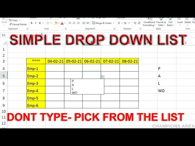 Simple Drop Down list in Excel in Tamil | Don't type - Just pick the data from your list