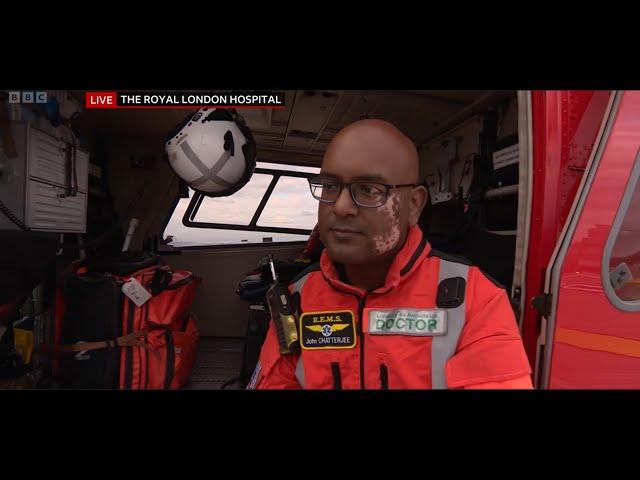 BBC London News broadcast live from London's Air Ambulance Charity's helipad.