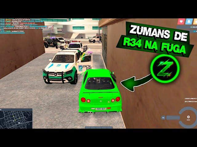 NUNCA DEIXE O ZUMANS PEGAR O R34 E DAR FUGA DOS POLICIAIS ! FUGA SEM PG ! GTA MTA RP ! ROLEPLAY